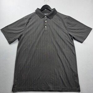 Callaway Mens Golf Polo Shirt Large Black Grey Micro Grid‎ Short Sleeve Athletic